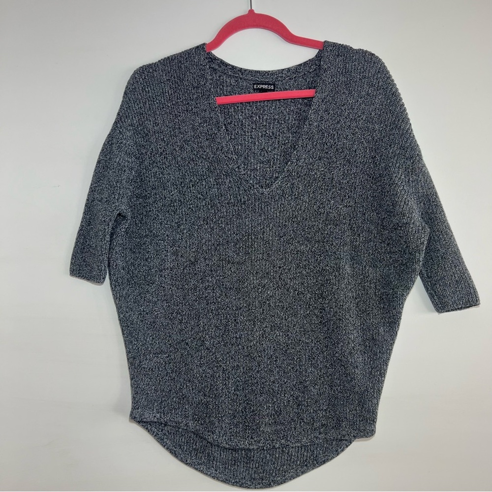 Express Women's Charcoal V-Neck Sweater